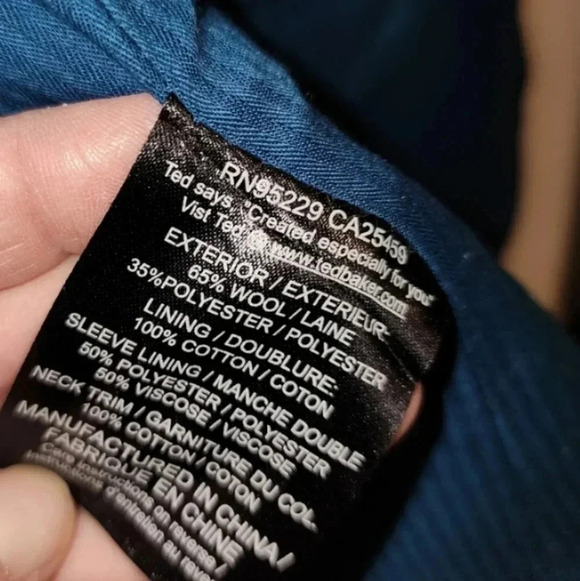 Ted Baker London Wool Blend Shawl Collar Coat Jacket Ted Size 3 US Women's 6 8 - Picture 8 of 10